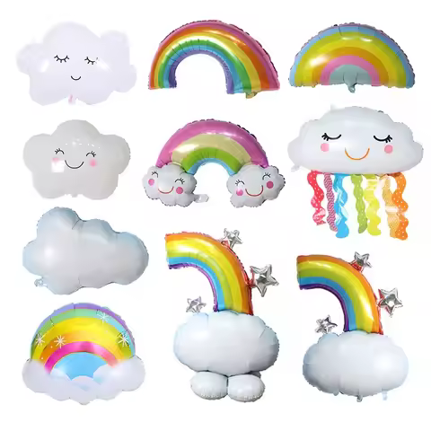 Large White Cloud Aluminum Foil Balloon Rainbow Smile Tassel Cloud Aluminum Foil Birthday Decoration