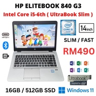 GAMING TouchScreen IPS Full HD HP ELITEBOOK 840 Ultrabook Slim Turbo Intel Core i5-6th Laptop