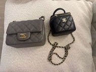 有單全套齊 Chanel 方胖子 square mini cf 17cm 小廢包