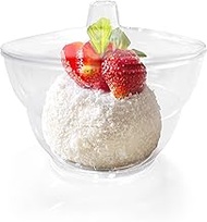 Oasis Creations Round Dessert Cup - 4.8 ounces - 50 Count - Lids & Spoons Included - Clear Plastic -