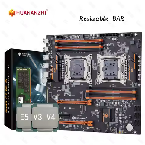 HUANANZHI X99 Motherboard Kit Dual CPU With E5 V3 V4 DDR4 Max 256GB 2400MHz Support M.2 NVME Resizab
