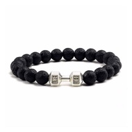 19cm Accessory Bracelet Elastic Frosted Alloy Men's Dumbbell Bracelet Beaded Bracelet Suitable Y4o0