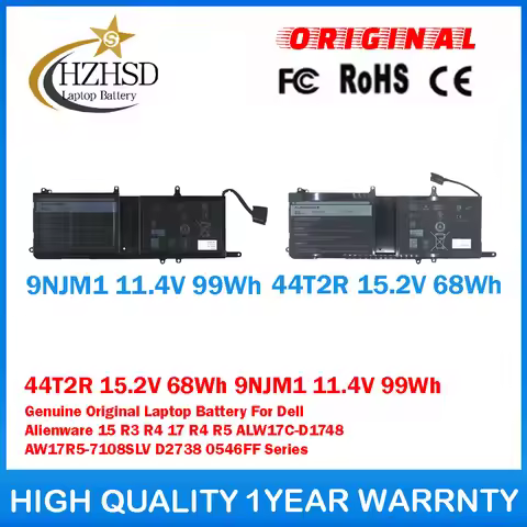 44T2R 15.2V 68Wh 9NJM1 11.4V 99Wh Genuine Original Laptop Battery For Dell Alienware 15 R3/4 17 R4/5