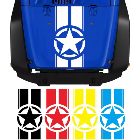 Off-road Military Hood Sticker for Jeep Wrangler TJ LJ JK Star Army Stripes Decal Vinyl Car Truck DI