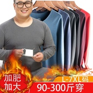 300斤胖子特大码德绒发热内衣男士冬季加绒加厚秋衣加肥保暖上衣150.00kg Fat Man's extra-large size velvet heating underwear73xb4lbc3