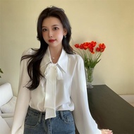VALUNEE S~XL French Design Bow Blouse Women Long Sleeve Fashion tops