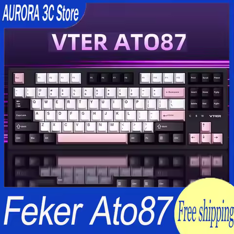 Feker Ato87 Mechanical Keyboard Magnetic Switch 8k Wired Rgb Hot Swap Rt0.02 Esport Gamer Keyboard C