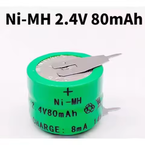 4 pcs 80mAh 2.4V Volt Ni-MH Button Cell Rechargeable Battery with Tab
