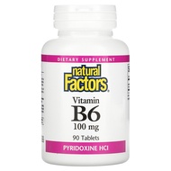 Natural Factors, Vitamin B6, Pyridoxine HCl, 100 mg, 90 Tablets