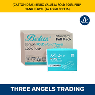 (Carton Deal) Belux Value-M Fold 100% Pulp Hand Towel (16 x 250 Sheets)