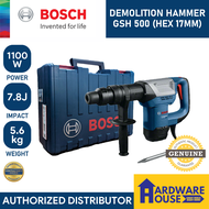 ORIGINAL BOSCH Demolition Hammer GSH 500 Hex Shank Chisel Bit in Hard Case Power Tool Chipping Gun For Concrete Masonry Tile Mini Breaker Jack Drill Flat Pointed GSH500 GSH5 5 (BCRDTL) / MAKITA