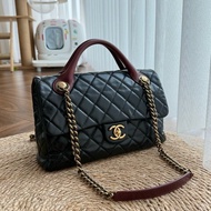 香奈兒Chanel 孟買 勃艮第紅手柄黑金配色 肩背包