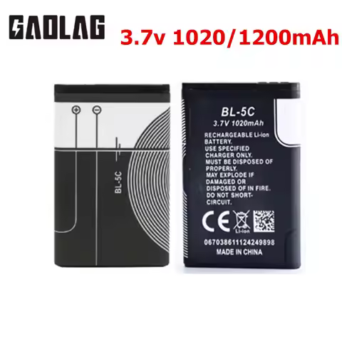 3.7V 1020mAh 1200mah Battery BL-5C BL 5C For Nokia 6267 6270 6330 6555 6600 6620 6630 1100 1101 1110