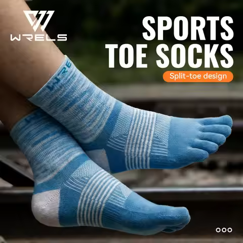 WRELS 1/2/3 Pair Five Finger Socks Athletic Running Breathable Ankle Compression Lightweight Moistur