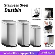 Stainless Steel Dustbin with Lid Soft Closing Rubbish Bin Large Trash Bin Waste Bin Diaper Bin