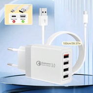 USB Plug Adaptor EU,Multi USB Charger Plug,4Port Wall Charger 18W/5V/2.4A, For Android Phone Charger