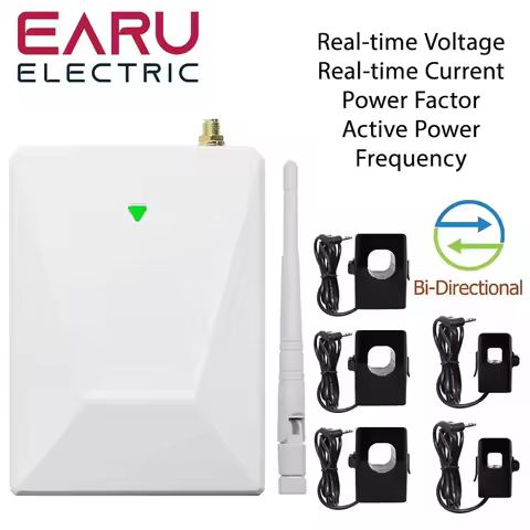 3 Phase 200/300A WIFI Smart Bidirectional Circuit Power Energy kWh Meter Monitor 5PCS CT Clamp Curre