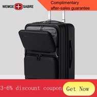YQ55 Swiss Army Knife Multi-Function Trolley Case Men's Front Opening Luggage Zipper Suitcase20Boarding Bag Women