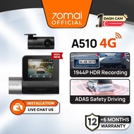 RideForce 70mai A510 Dash Cam Dual Vision Car Recorder GPS ADAS 4G Remote Live View Front and Rear D