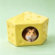 Sarang seramik tempat bersembunyi, rumah hamster yang menyejukkan, sarang tidur berbentuk keju, sara