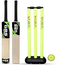 GRS Popular Willow Cricket Bat with Wicket Set & 1 Tennis Ball for Kids (Size 3, Age 6-10 Year Old K
