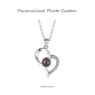 [Sincerer] S925 Sterling Silver Necklace Photo Projection Heart-shaped Necklace Custom Photo Necklac