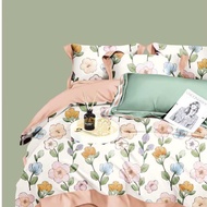 Sprei Katun Jepang Motif Bunga Hijau Kuning Custom Size - Grosir Sprei Murah Surabaya