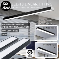 T8 LED BLACK LINEAR CASING SINGLE DOUBLE FITTING HANGING/SURFACE MOUNT SET CASING LAMPU KALIMANTANG 