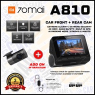 [New Launch] 70mai A810 4K Dash Cam Dual Vision Car Recorder with GPS ADAS UHD Resolution HDR Rear R