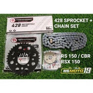 RS150 RS150R RSX150 CBR 428 YOSHIPOWER RACING CHAIN  SPROCKET RANTAI SET