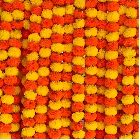 Halloween Artificial Marigold Flower Garland Wreath Garland Artificial Yellow Orange Flowers For Diw
