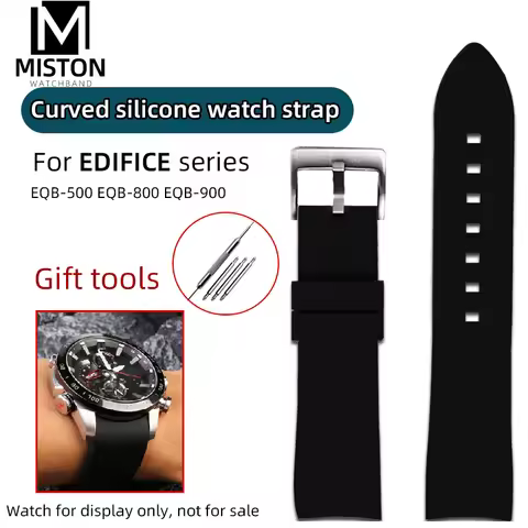 EQB800/900 Curved Silicone Watch Band Bracelet For Casio EDIFICE series EQB-500/501 800 900 Rubber W