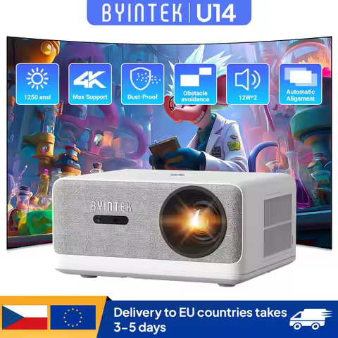 BYINTEK LOVE U14 Full HD 1080P Projector 4K Smart Bluetooth WiFi 6 Supported 1250ANSI Auto Focus Hom