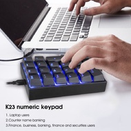 BL K23มินิคีย์บอร์ดเหมาะกับการทำงานแสงไฟสีฟ้าประเภท-C อินเตอร์เฟซ21คีย์ USB สายตัวเลขวิศวกรรมปุ่มกดสำหรับบ้านสไตล์แป้นพิมพ์ตัวเลข