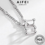 AIFEI JEWELRY Cube Women 925 Pendant Perempuan Perak Gold 純銀項鏈 Rantai Korean Necklace Chain For Leher Sterling Original Accessories Silver N240