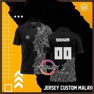 Jersey Custom Name and Number and Design Retro Collar  Murah Perempuan Budak Hitam Premium Baju Raya 2024 Full Sublimation Plus Size Baju Lelaki Royal Jersey Baju Retro Kanak Kanak