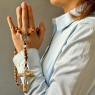 Catholic Rosary Necklace Jewelry 10mm Rose Prayer Saint Benedict 80066