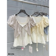 Babytee Shirt with Bolero Puff Sleeves with Pom Pom 80104