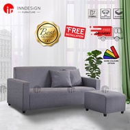 ANNICA 3 SEATER + STOOL FABRIC SOFA (FREE DELIVERY AND INSTALLATION)