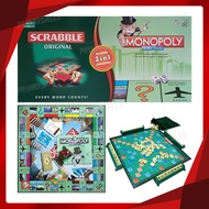 2in1 Scrabble (2-4 players) / Monopoly Family Board Game (2-8 players) for all ages