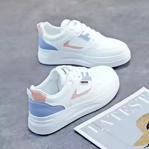 Korean Version of Mesh White Shoes for Women's Breathable Thick-soled Korean Version of Board Shoes 