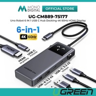 UGREEN CM889 UNO USB C Hub 4K 60HZ 10GBPS USB 3.2 Type C Multiport Dock with LED Status Display 100W