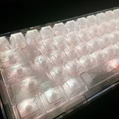 White Snowflakes Key Caps Imitation Carbon Fiber Side Printed PBT Transparent Keycap for Mechanical 