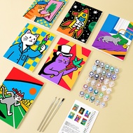 ACANDYL Funny Cat Paint by Numbers Kit | 6-in-1 Canvas Set (15x20cm) | DIY Acrylic Painting for Begi