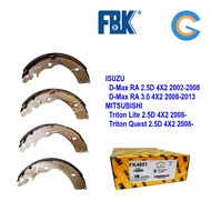 FBK D-Max RA 4X2, Triton Lite/Quest 4X2 Rear Brake Shoe ISUZU MITSUBISHI FK4801