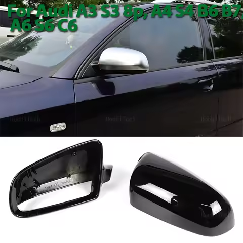 Carbon Fiber Style Black mirror cover Replacement for Audi A3 S3 8P 05-08 A4 S4 B6 B7 8E 8H, A6 S6 C