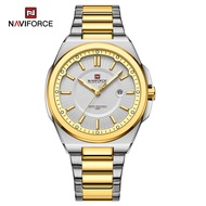 Navyforce นาฬิกาข้อมือชายแบบวงเหล็กสแตนเลสเงินแท้นาฬิกาผู้ชายใส่สบายๆกันน้ำของขวัญ