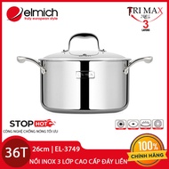 Nồi Inox 3 lớp cao cấp đáy liền Emich Tri-Max XS EL-3749 Size 26cm - Hàng chính hãng bảo hành 36 thá