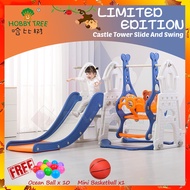 HOBBY TREE Castle Tower 3 in 1 (Limited Edition) Swing & Slide Indoor/Outdoor Mini Playground For Ki