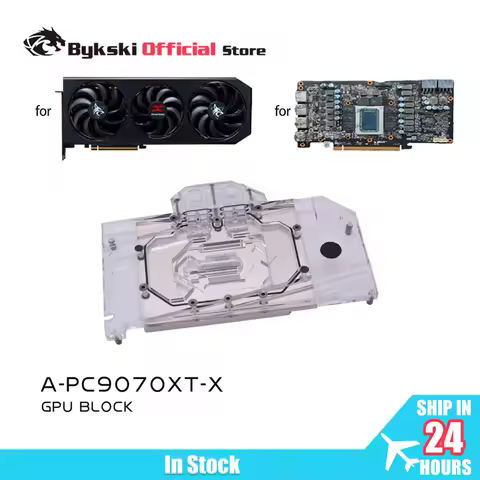 Bykski A-PC9070XT-X GPU Water Block Use for PowerColor Radeon RX 9070 XT Reaper / Hellhound Video Ca